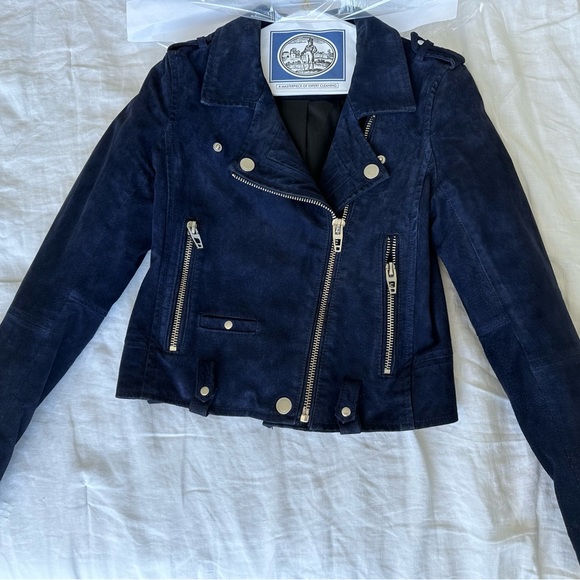 BlankNYC Navy Suede Moto Jacket - Picture 4 of 5